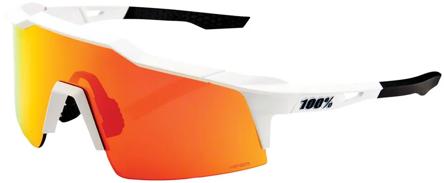 100% Speedcraft Sunglasses - Soft Tact Off White, HiPER Red Multilayer Mirror Lens