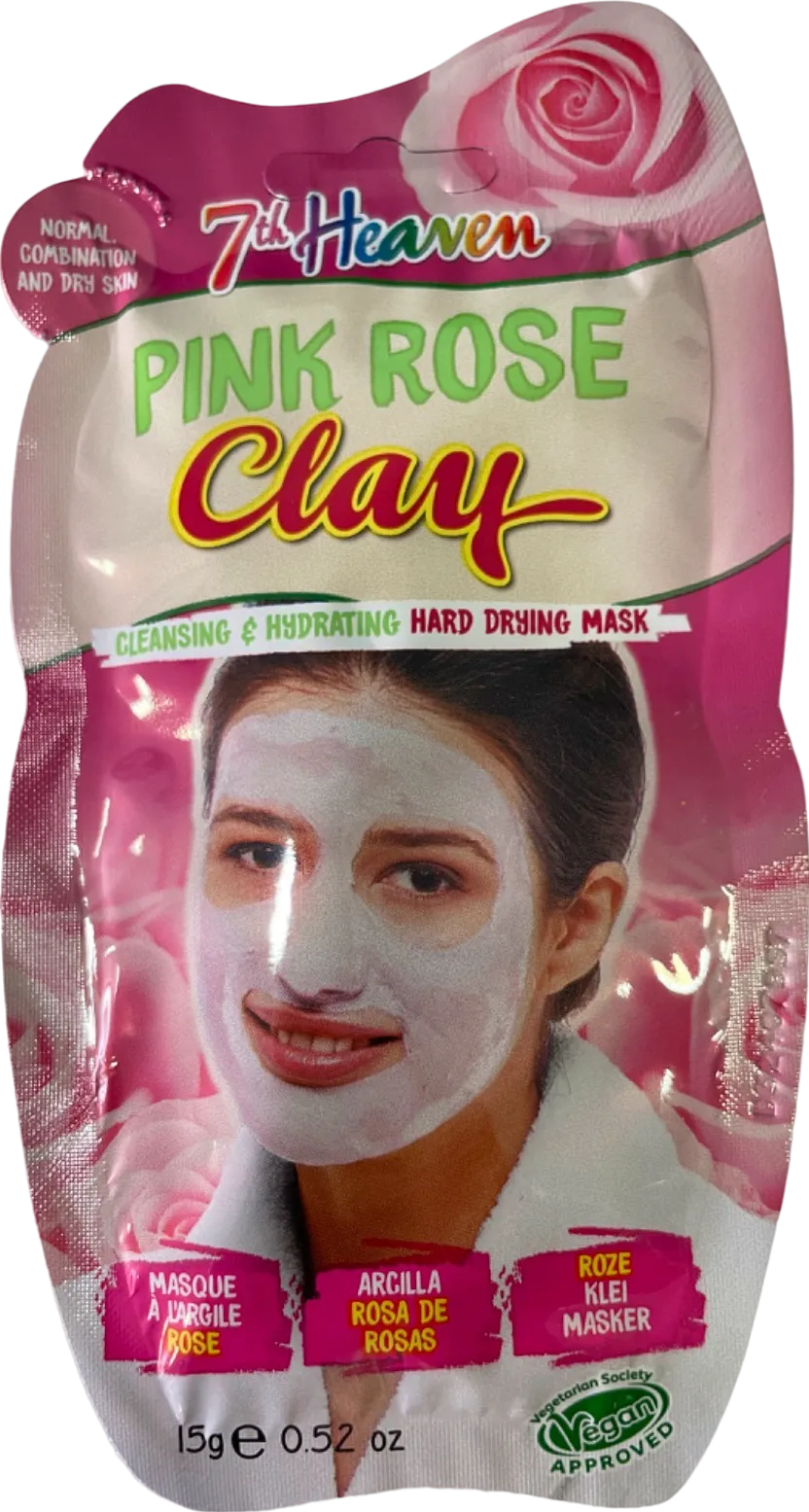 7th Heaven Pink Rose Clay Cleansing & Hydrating Hard Drying Mask 15g