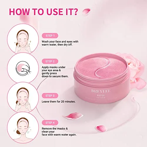 BRESLER Rose Eye Mask Under Eye Patches - 60 Pcs