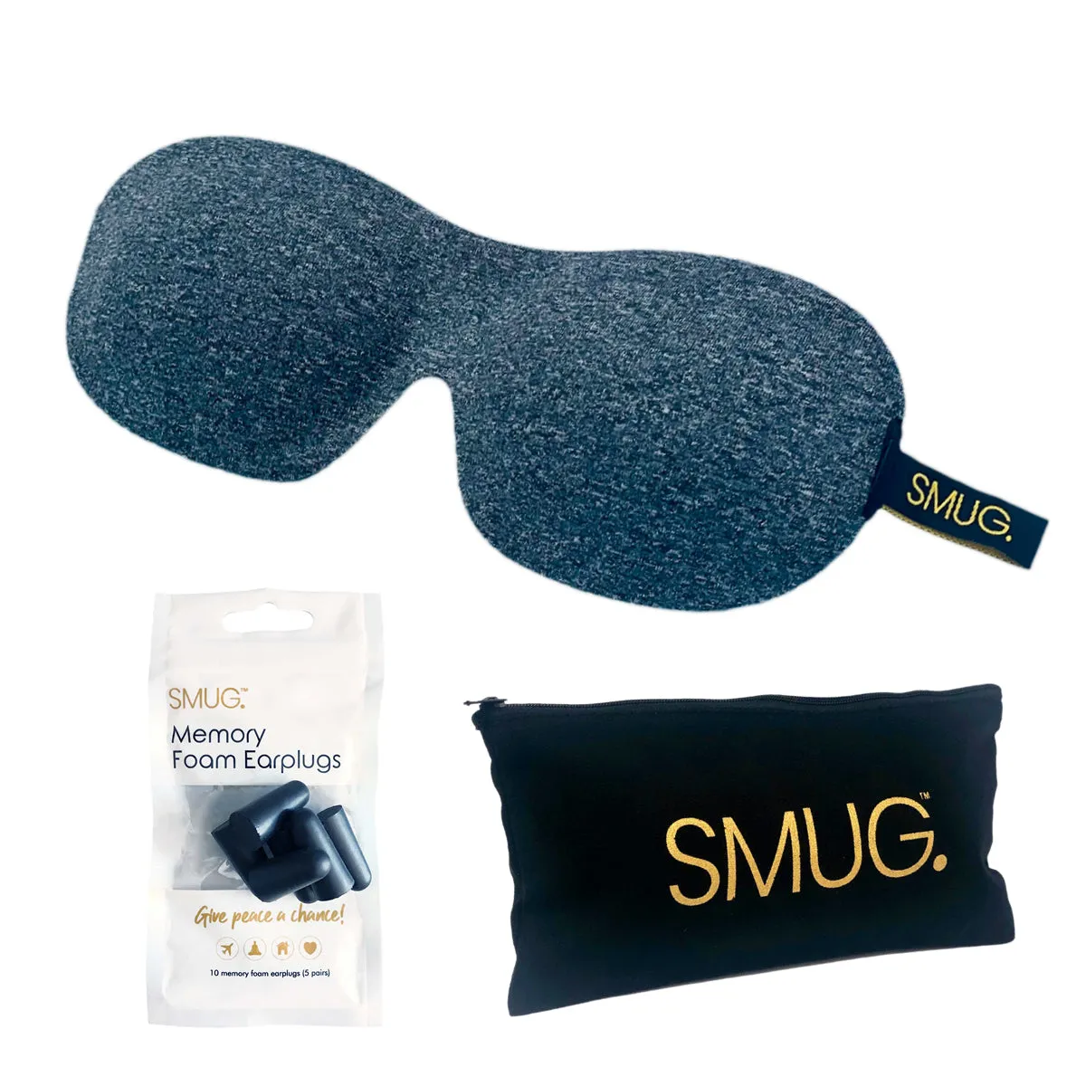 Contoured 3D Blackout Sleep Mask - Dark Grey Marl