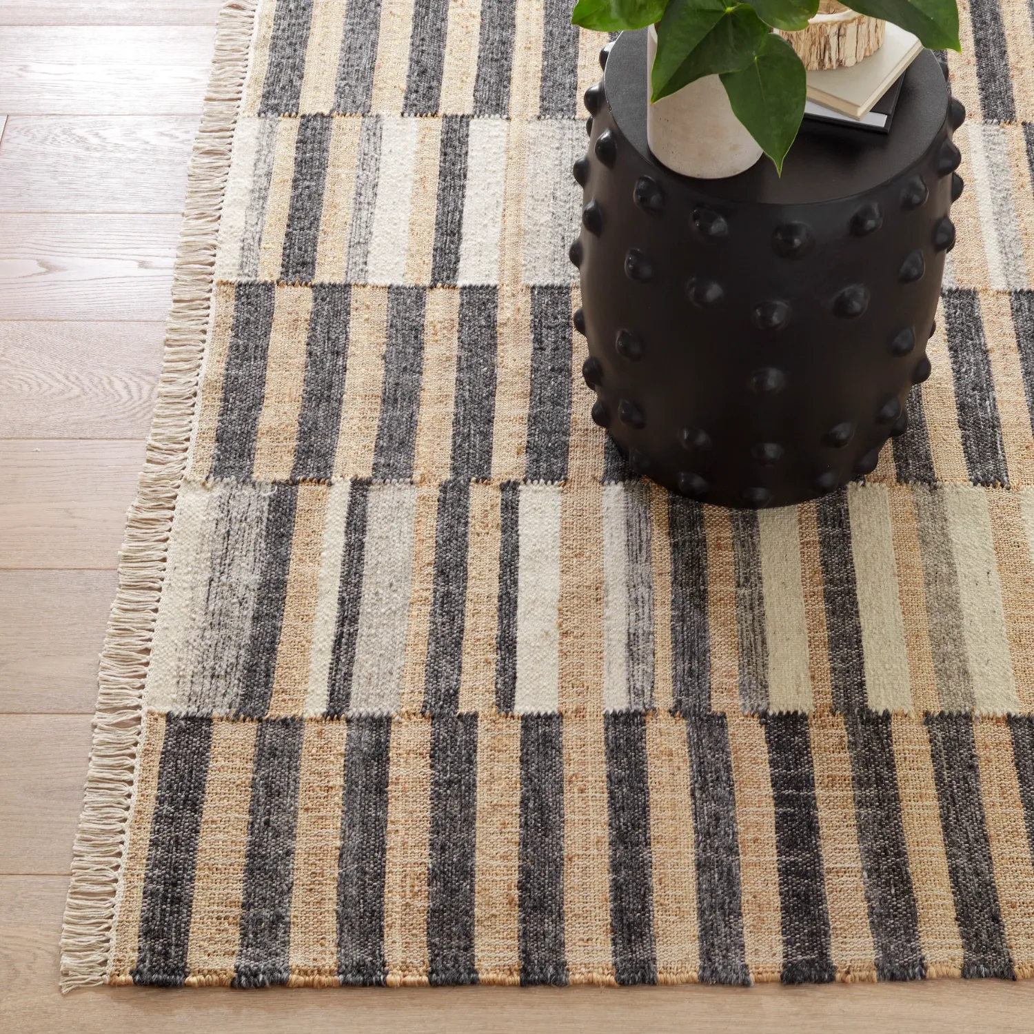 Dash & Albert Stripe Black/Natural Handwoven Wool Indoor Rug