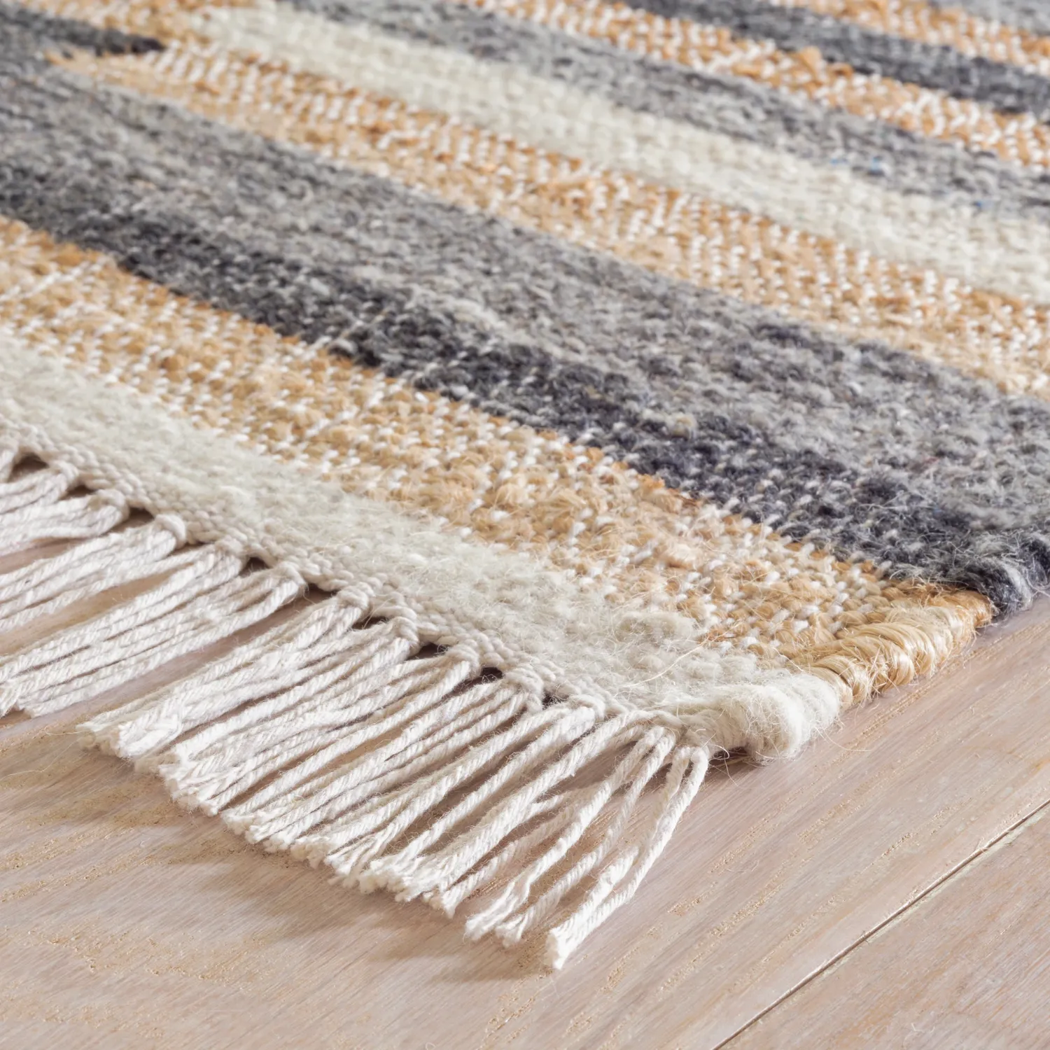 Dash & Albert Stripe Black/Natural Handwoven Wool Indoor Rug