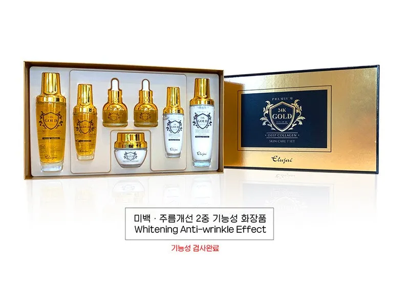 Elujai 24K Gold Deep Collagen Skin Care 7p Sets Gifts Whitening Anti-Wrinkle