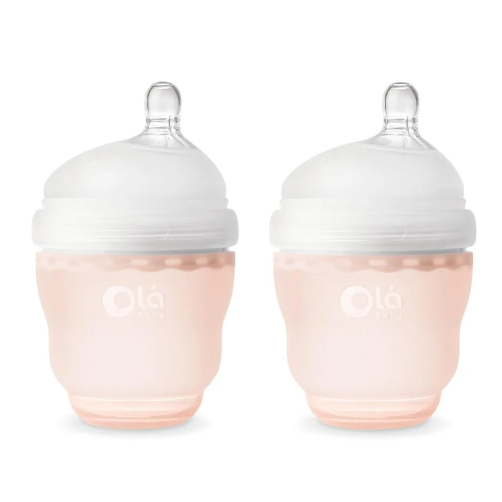 OlaBaby Silicone Gentle Bottle 120ml 2pk Coral