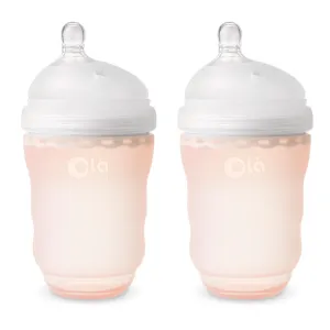 OlaBaby Silicone Gentle Bottle 240ml 2pk - Coral