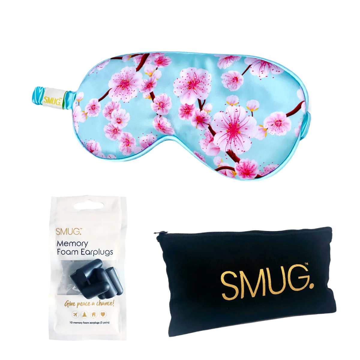 Satin Sleep Mask - Cherry Blossom Print