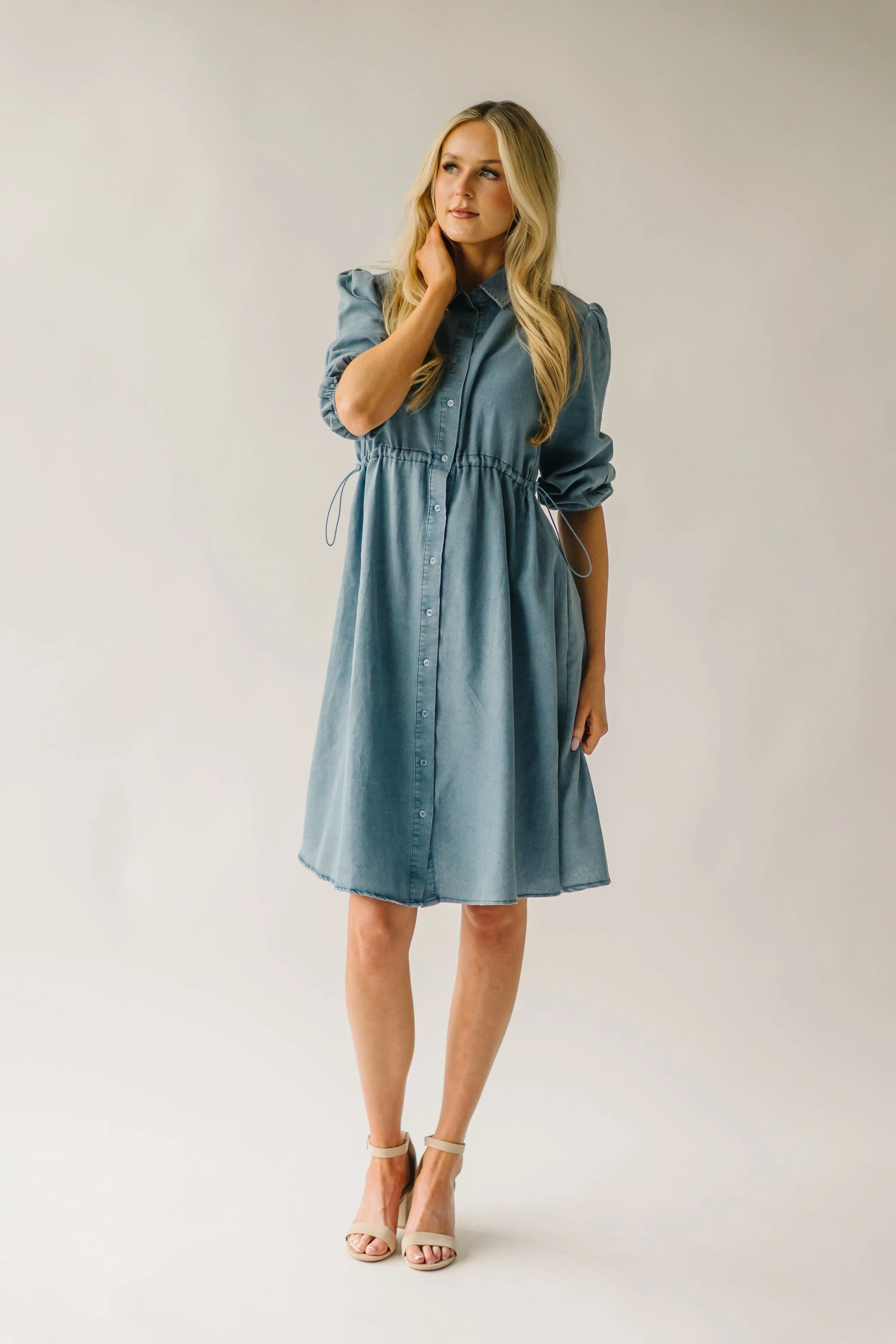 The Kylen Denim Dress in Medium Blue