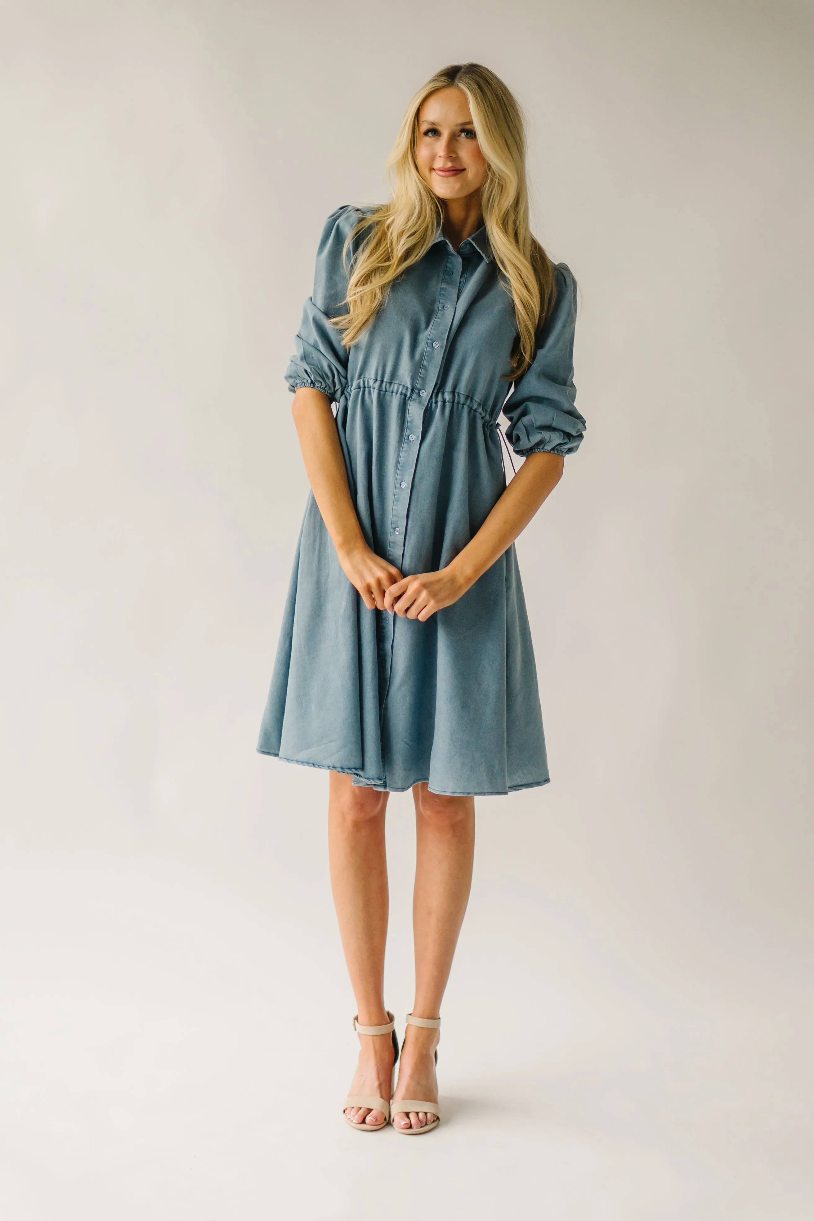 The Kylen Denim Dress in Medium Blue