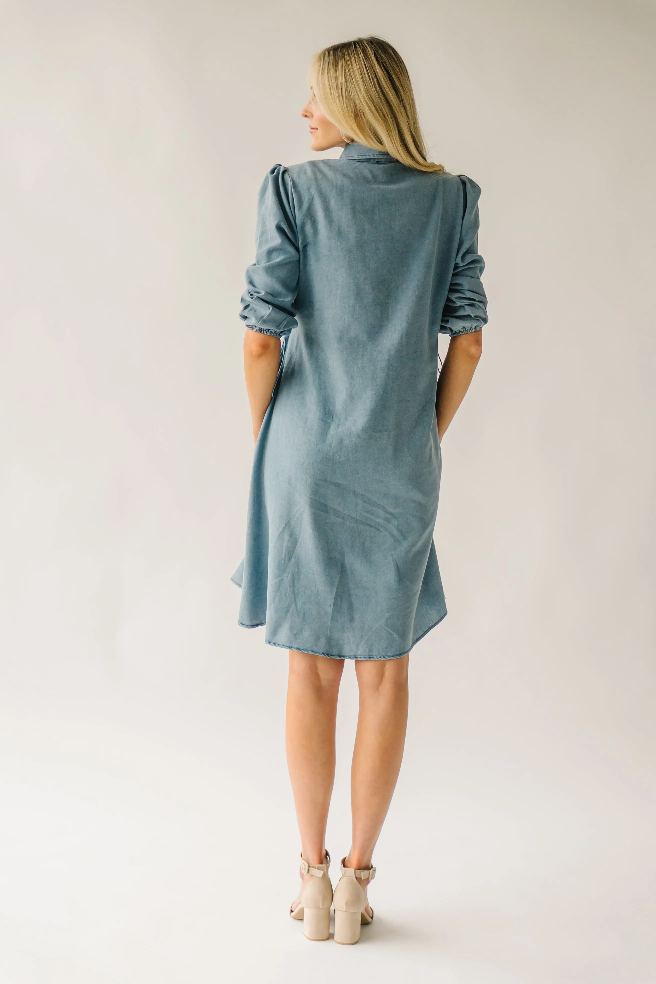 The Kylen Denim Dress in Medium Blue