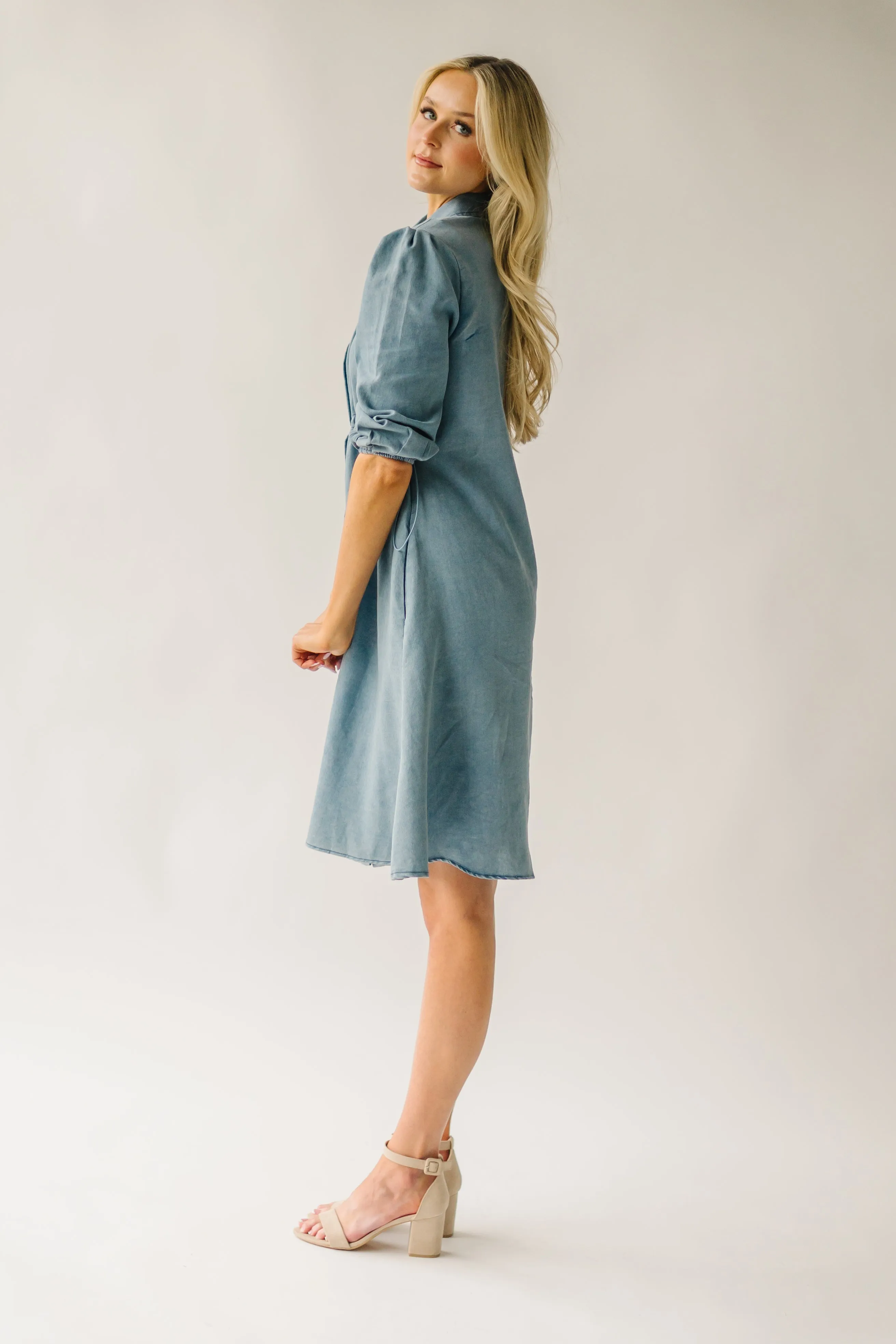 The Kylen Denim Dress in Medium Blue