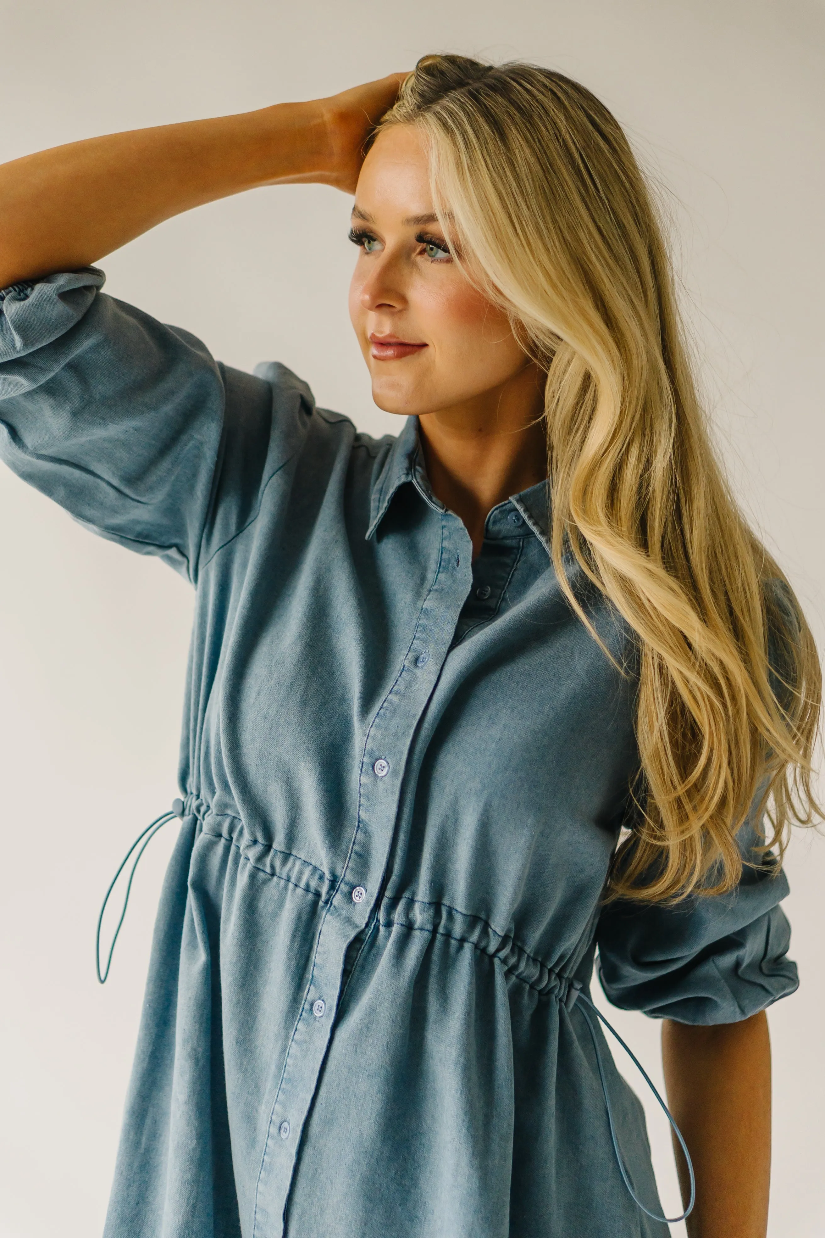 The Kylen Denim Dress in Medium Blue