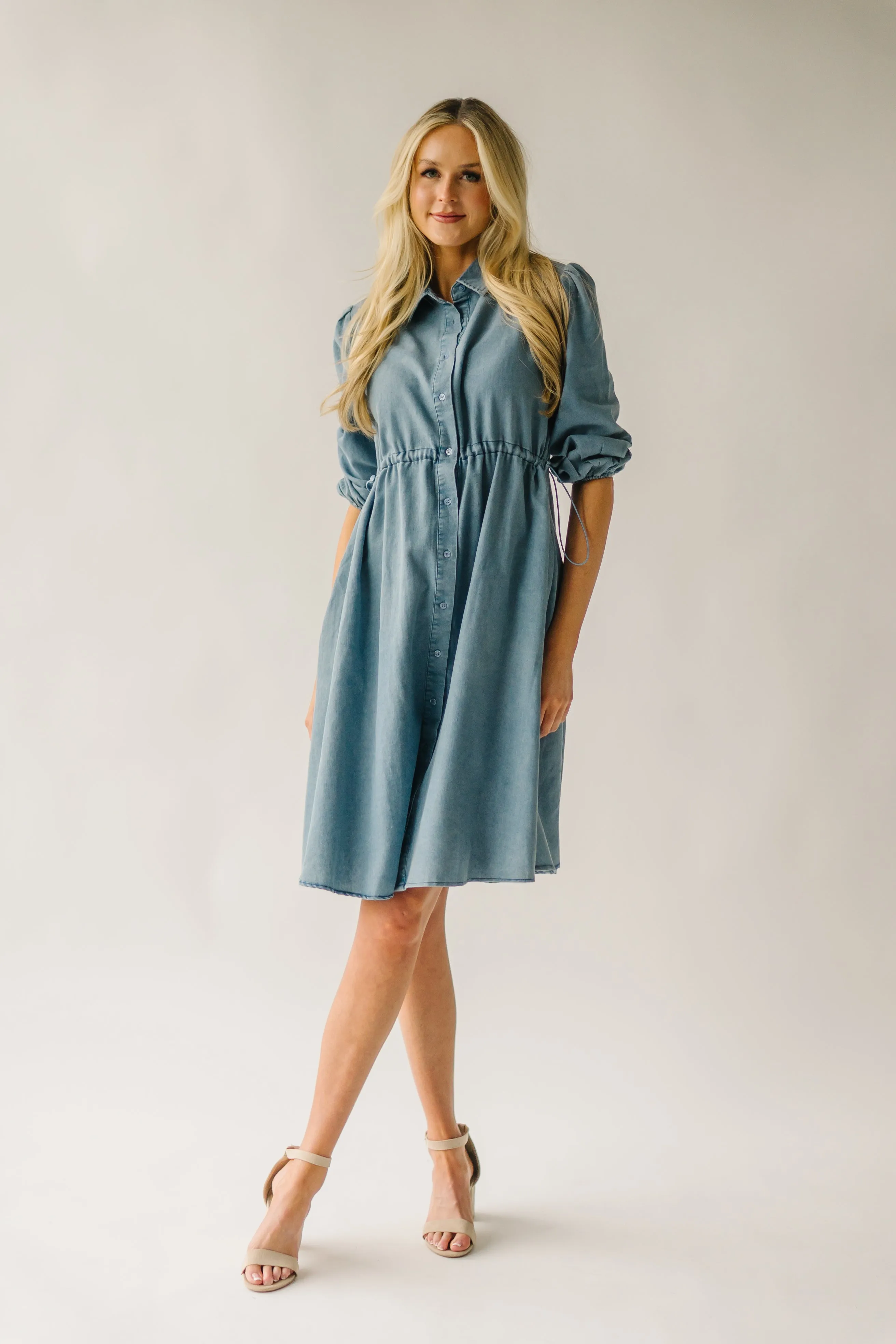 The Kylen Denim Dress in Medium Blue