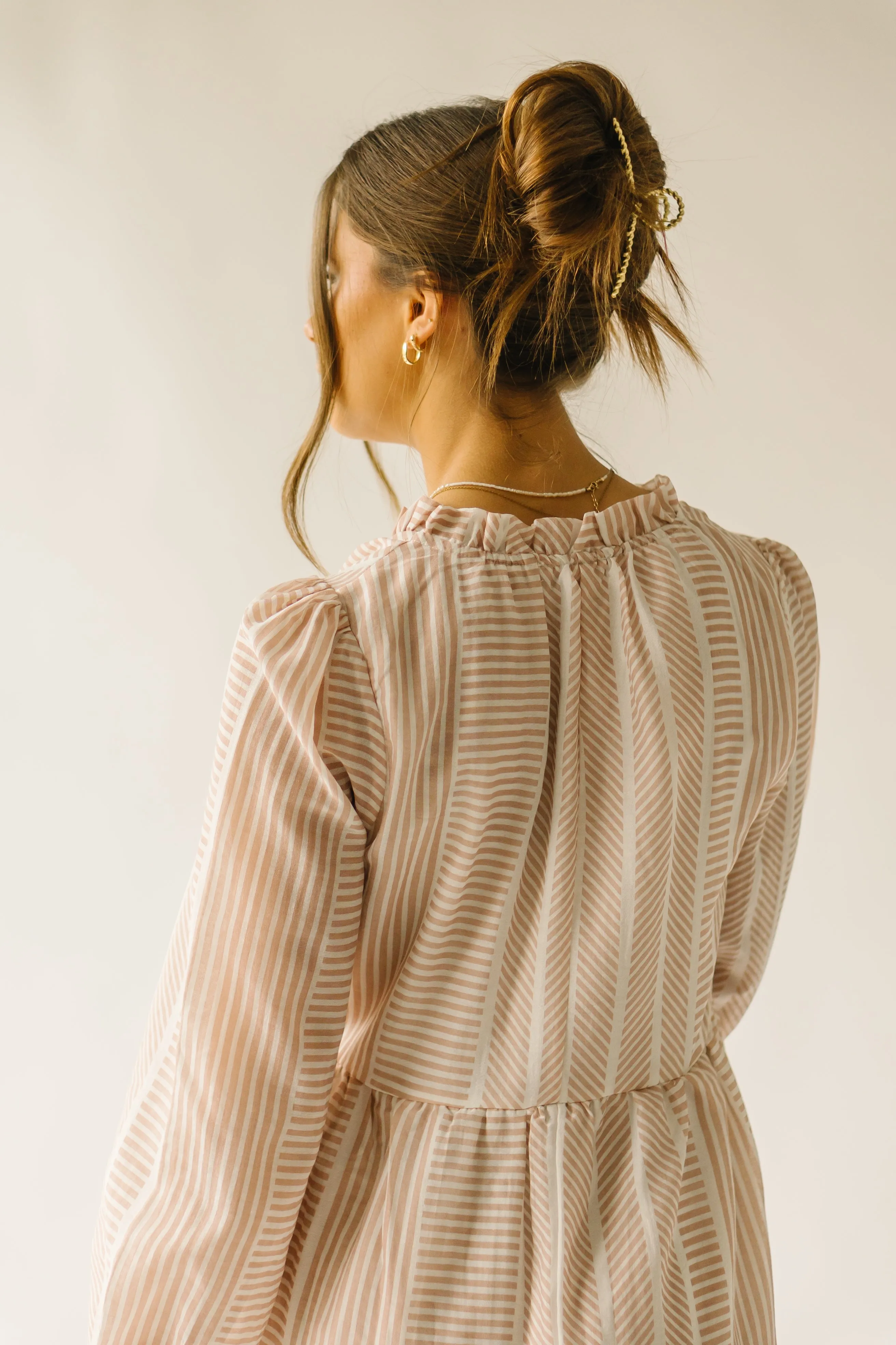 The Medrano Striped Detail Maxi Dress in Tan