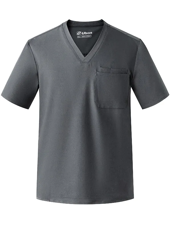 Ubon Men's V Neck Scrubs Top