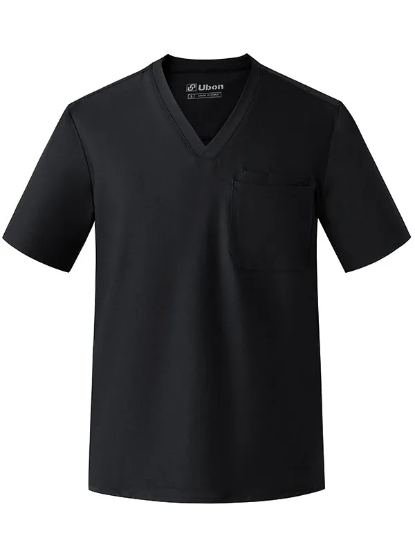 Ubon Men's V Neck Scrubs Top