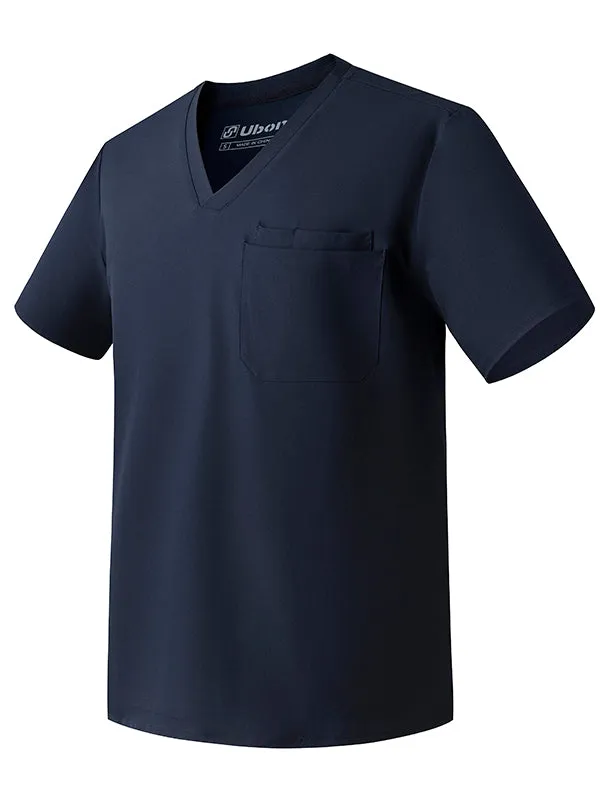 Ubon Men's V Neck Scrubs Top