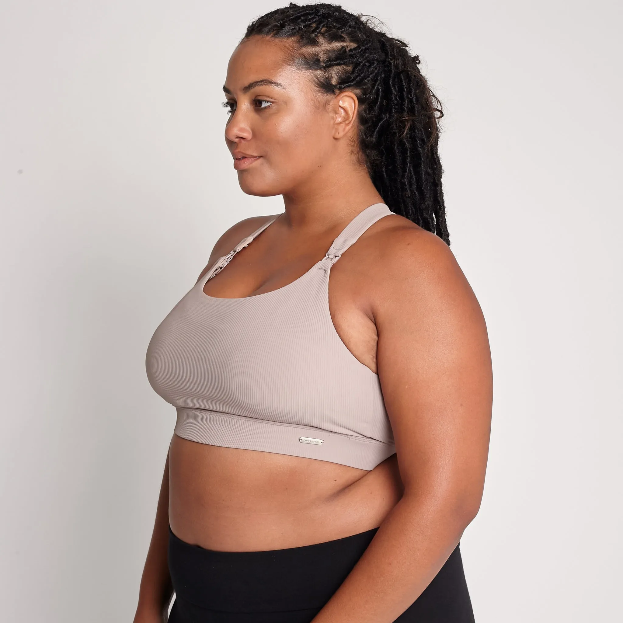 Venice 3 Ultimate Support Full Coverage Nursing & Pumping Sports Bra (Ribbed Chai)