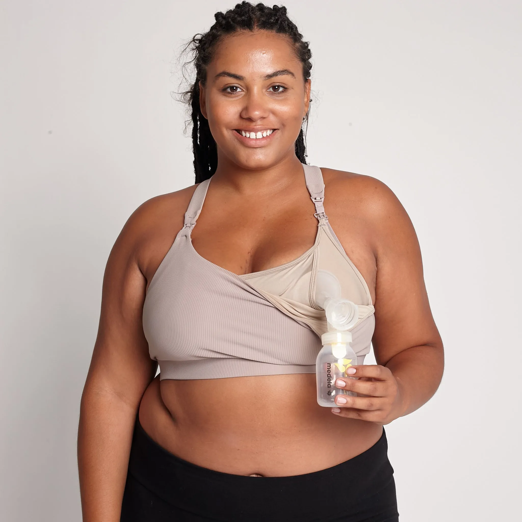 Venice 3 Ultimate Support Full Coverage Nursing & Pumping Sports Bra (Ribbed Chai)