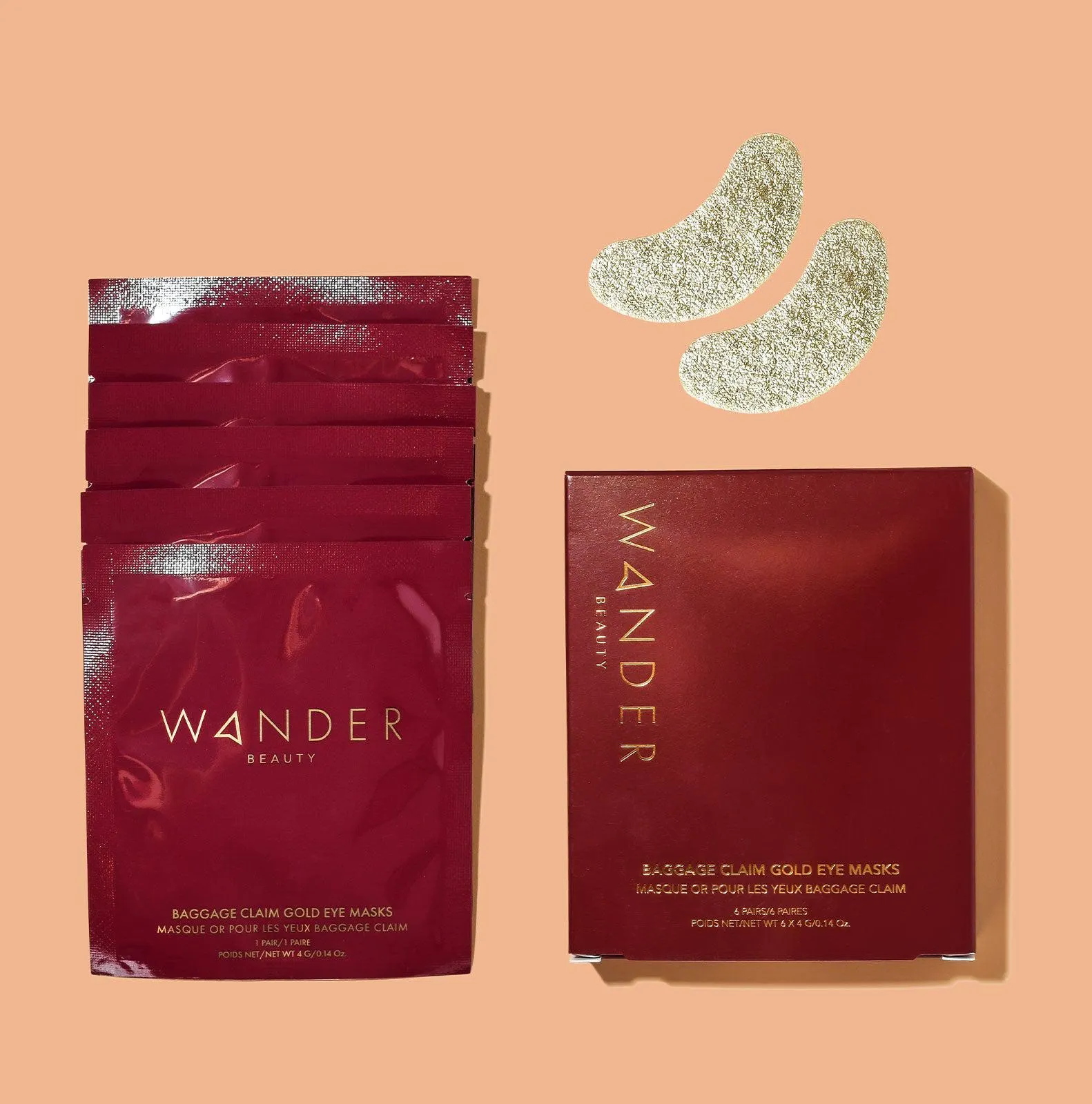 Wander Beauty Baggage Claim Gold Eye Masks