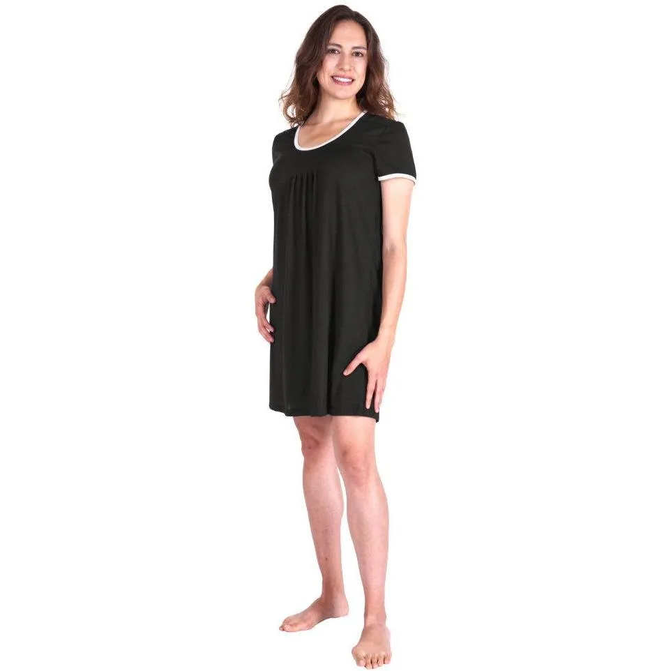 Women's Pleated Front Moisture Wicking Short Sleeve Nightie