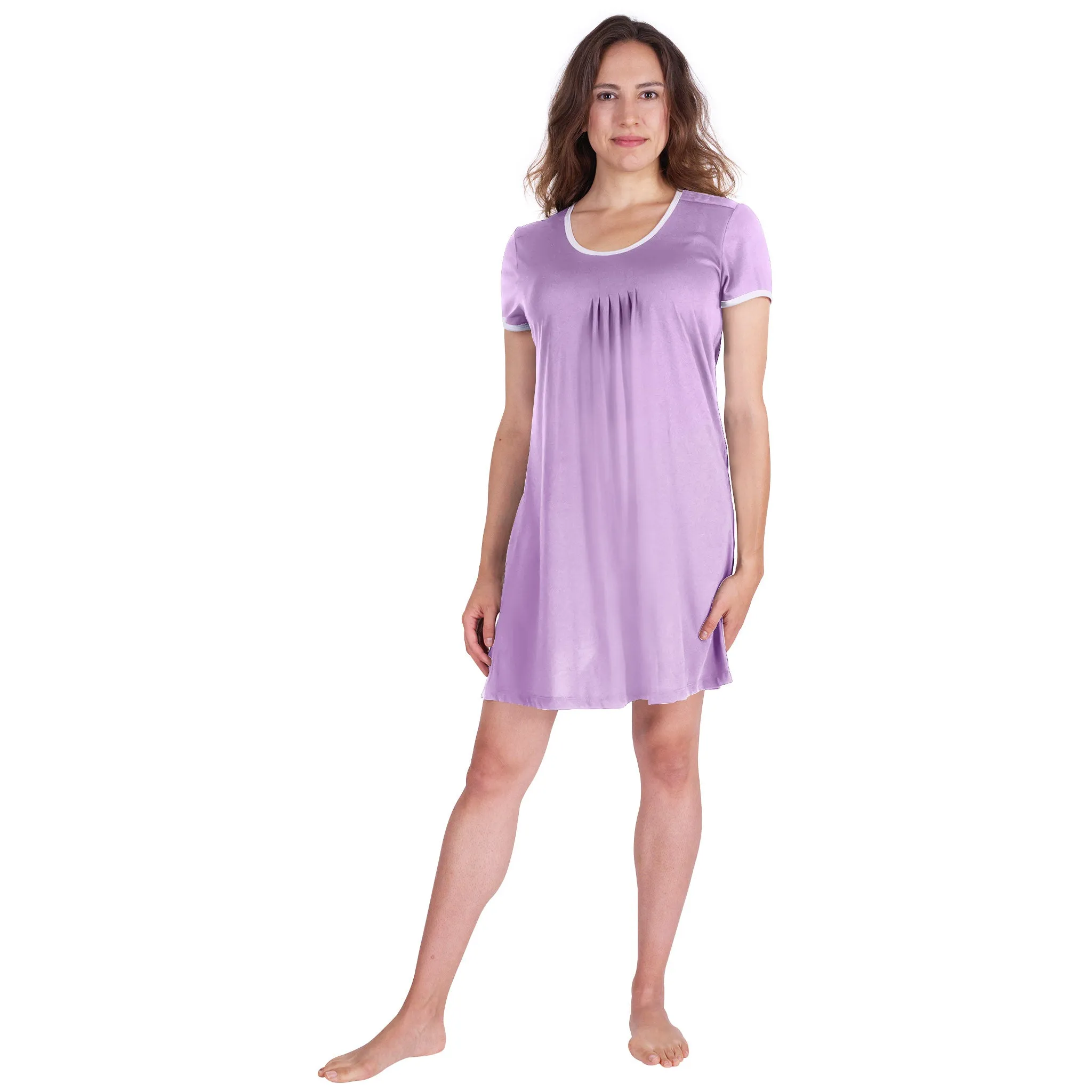 Women's Pleated Front Moisture Wicking Short Sleeve Nightie